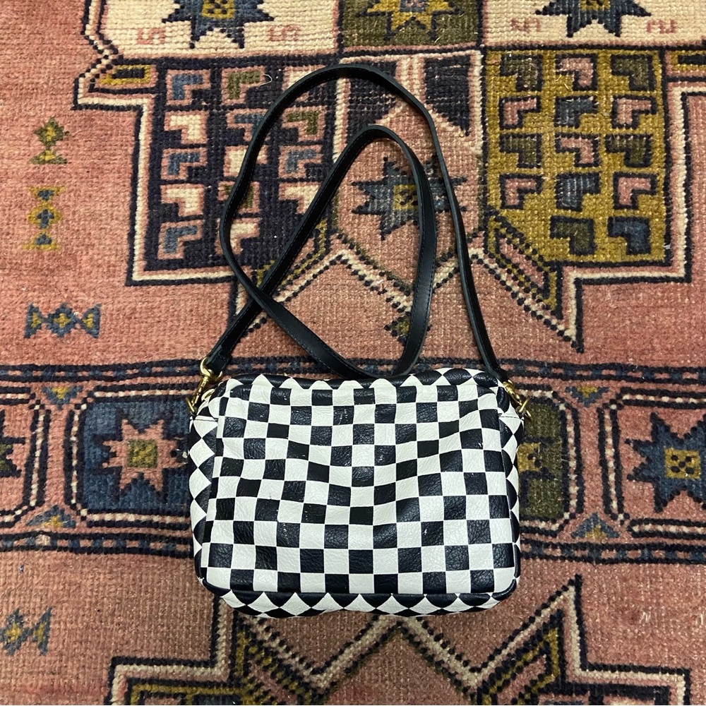 Clare V Midi Sac - Black and White checkered